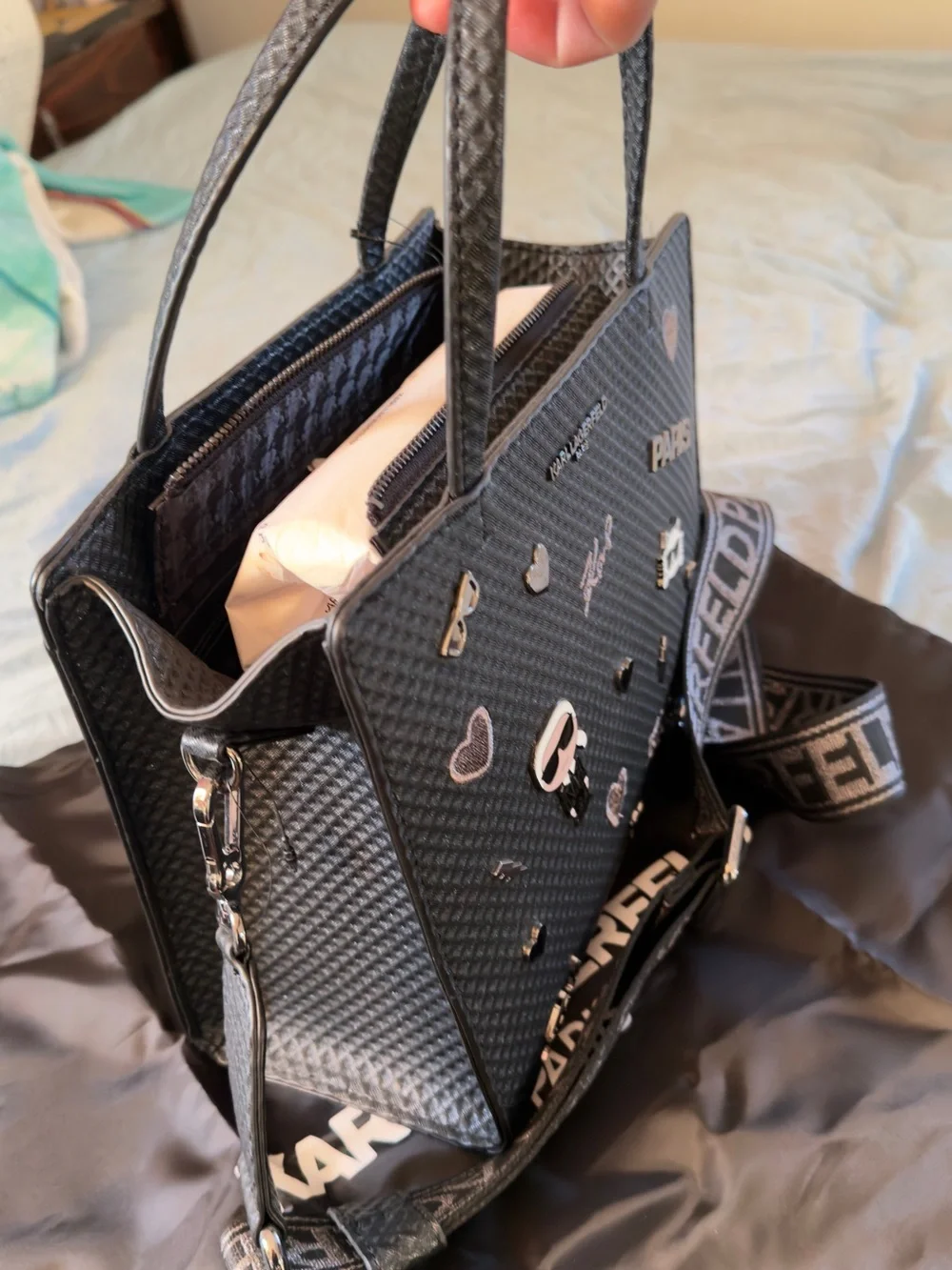 Karl Lagerfeld structured satchel